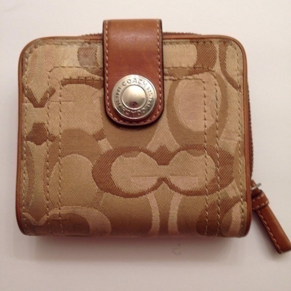 COACH vintage y2k signature optic BROWN TAN WALLET